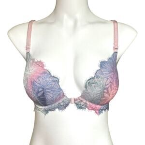 Victoria's Secret Date Lace Racerback Padded Push Up Front Close Bra 32DD